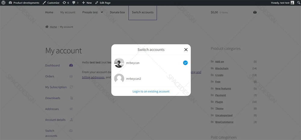 پلاگین تغییر حساب کاربری برای وردپرس (حساب‌های چندگانه) Account Switcher