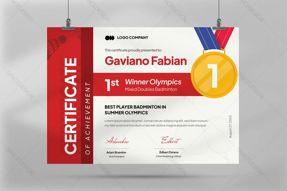 فایل لایه باز مدرک بدمینتون مدرن Modern Badminton Certificate