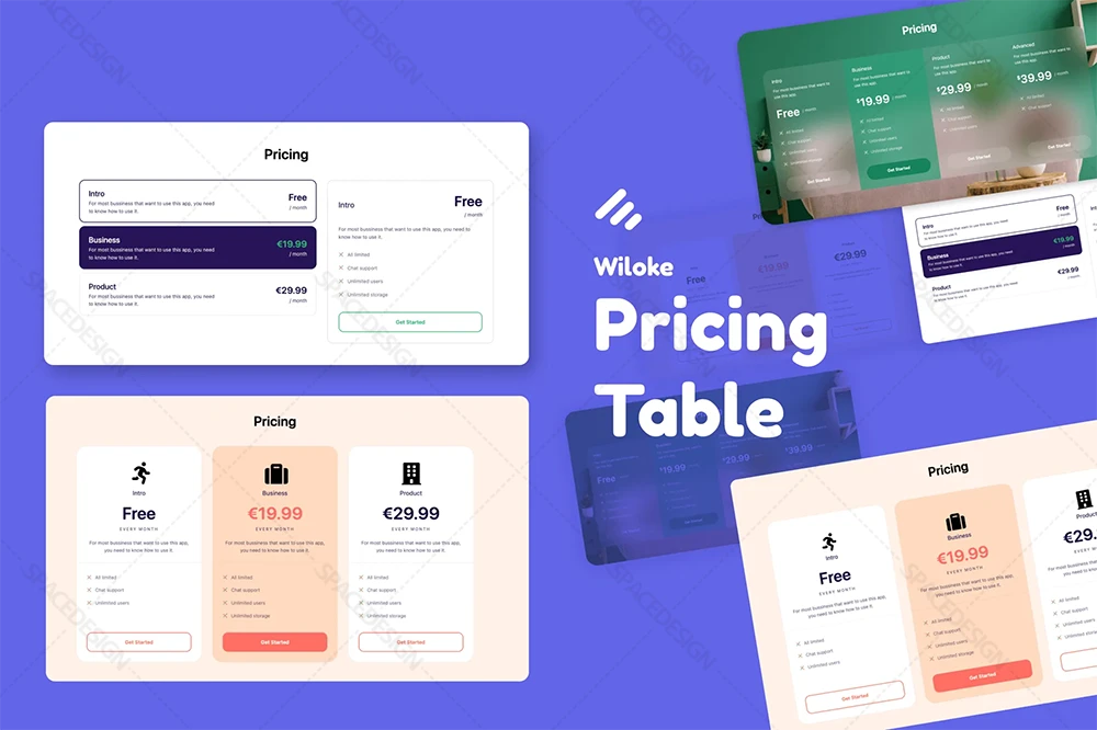 افزونه Pricing Table Wiloke برای المنتور | جدول قیمت‌گذاری وردپرس