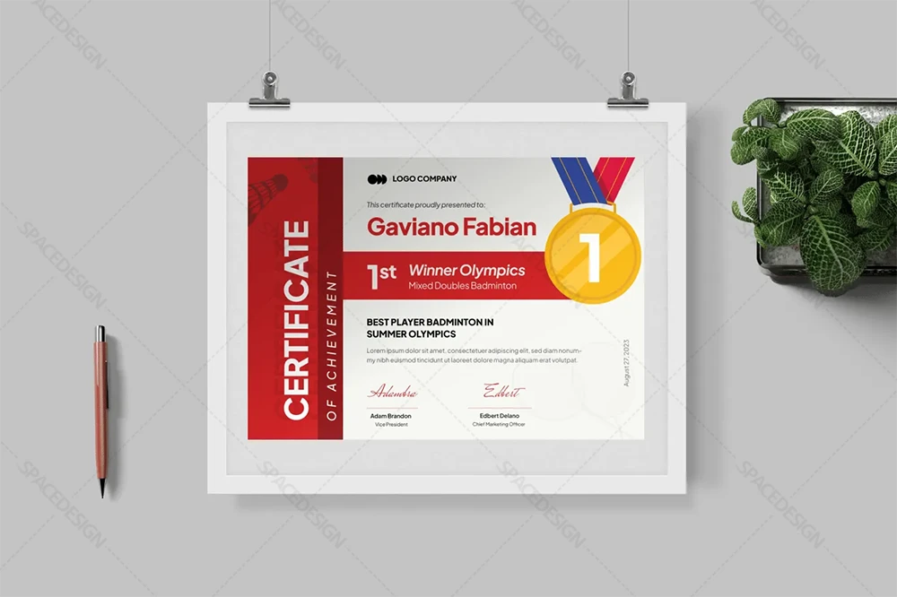 فایل لایه باز مدرک بدمینتون مدرن Modern Badminton Certificate