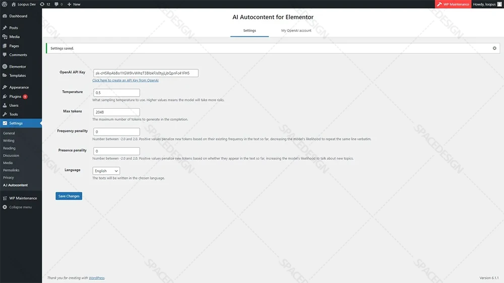 پلاگین تولید خودکار محتوا با هوش مصنوعی برای المنتور (A.I Autocontent for Elementor)