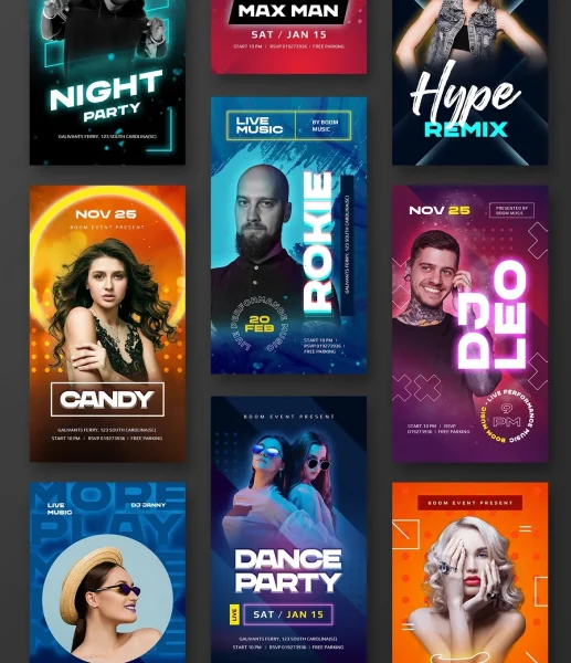 دانلود مجموعه طرح لایه باز استوری اینستاگرام موسیقی و کنسرت